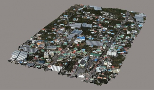 드론을 활용하여 구축한 2024년 서귀포시 지적재조사지구(토평1차지구)의 3D 입체모델